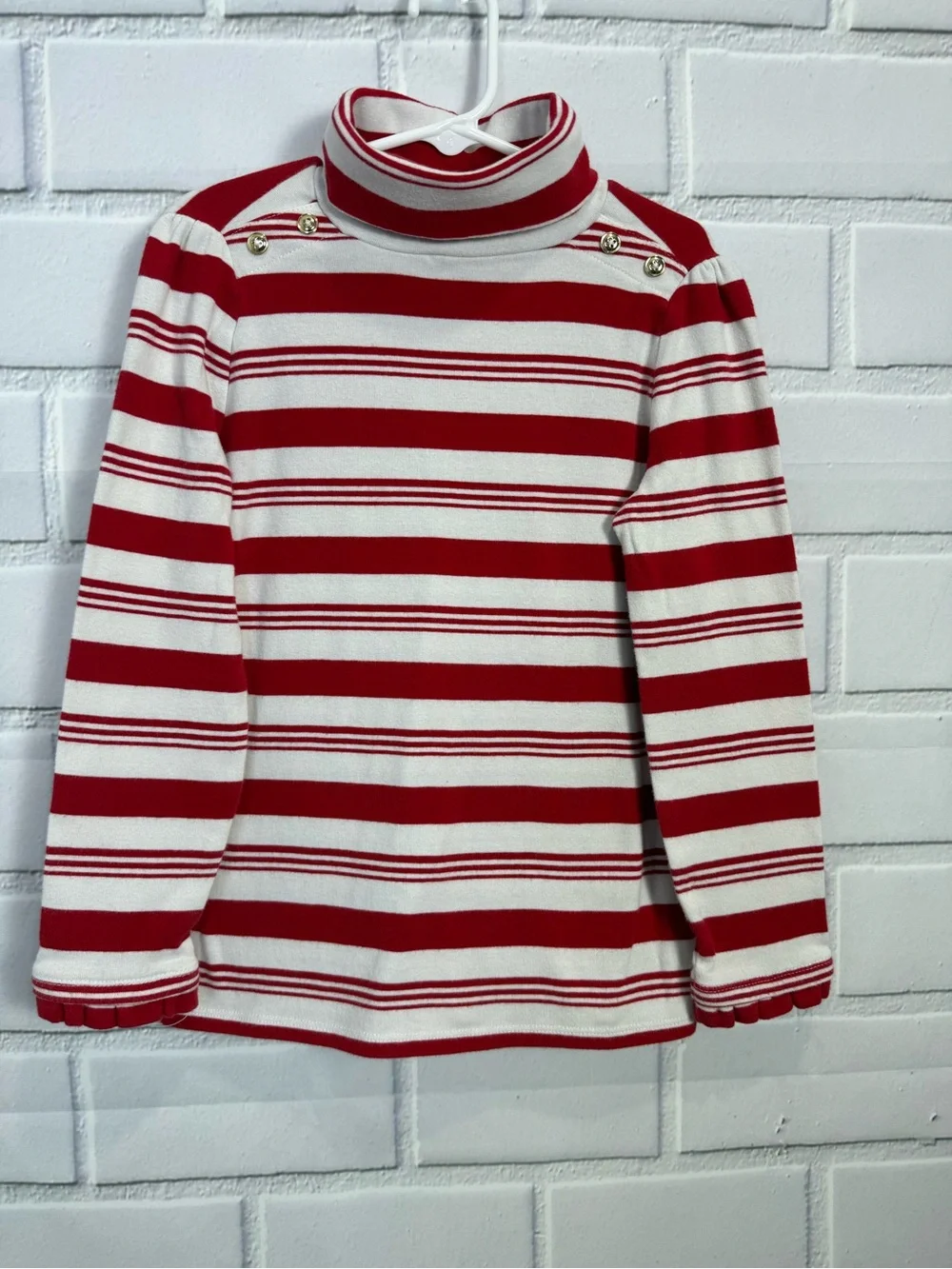Gymboree Girls Red White Striped Turtleneck Top Size 7 Nautical Preppy